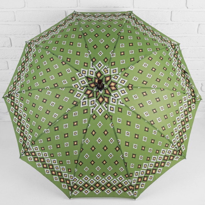 Зонт-трость "Ромбы", полуавтоматический, R=56см, цвет зелёный