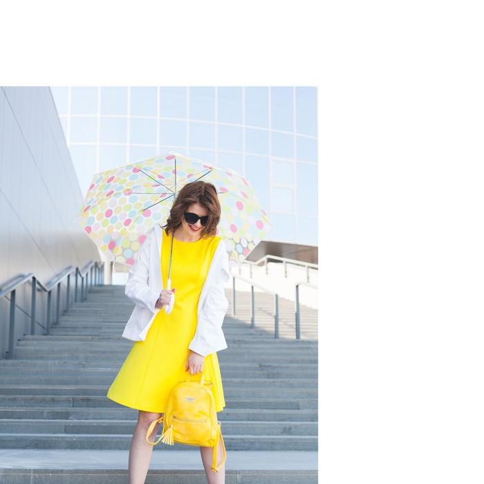 Зонт-трость "Круги", полуавтоматический, R=57см, цвет жёлтый