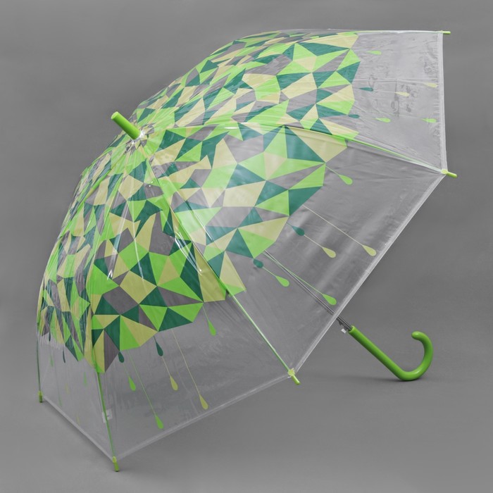 Зонт-трость "Капли", полуавтоматический, R=57см, цвет зелёный