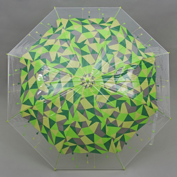 Зонт-трость "Капли", полуавтоматический, R=57см, цвет зелёный