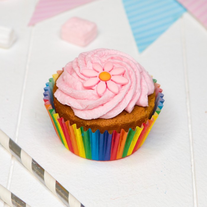 Украшения для кексов "С Днём рождения", радуга, набор: формочки 24 шт., шпажки 24 шт.