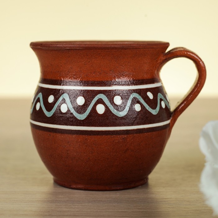 Чашка "Кофейная", гончарная, роспись ангобом 0,25 л, микс