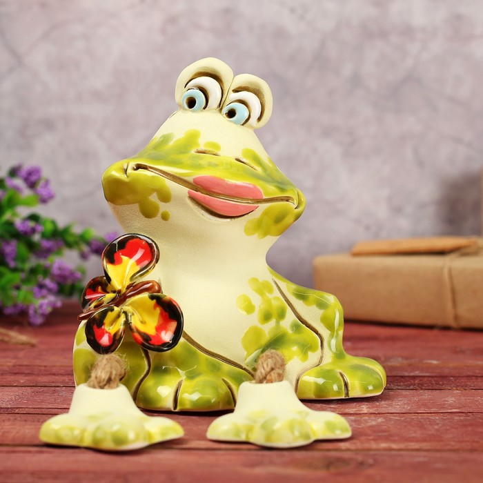 Копилка "Жаба с бабочкой", микс