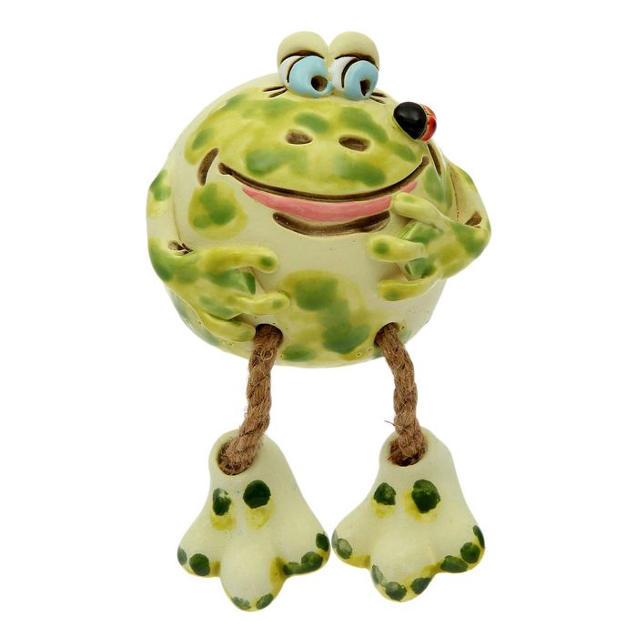 Копилка "Жаба с божьей коровкой", круглая, микс