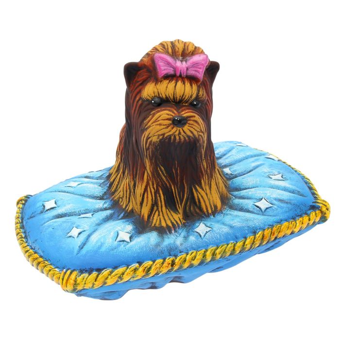 Садовая фигура "Терьер на подушке" рисованный, 26х36 см, микс