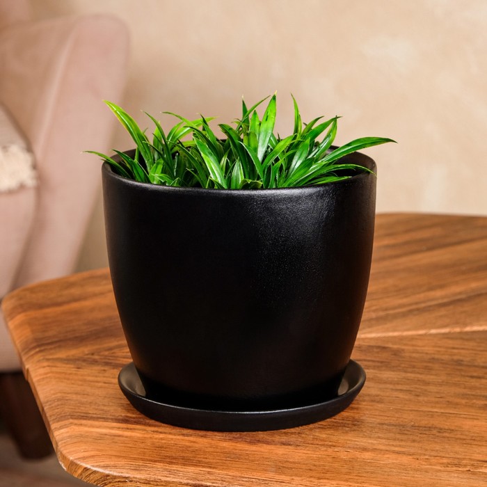 Кашпо "Осень" 3,0 л глянец чёрный лак