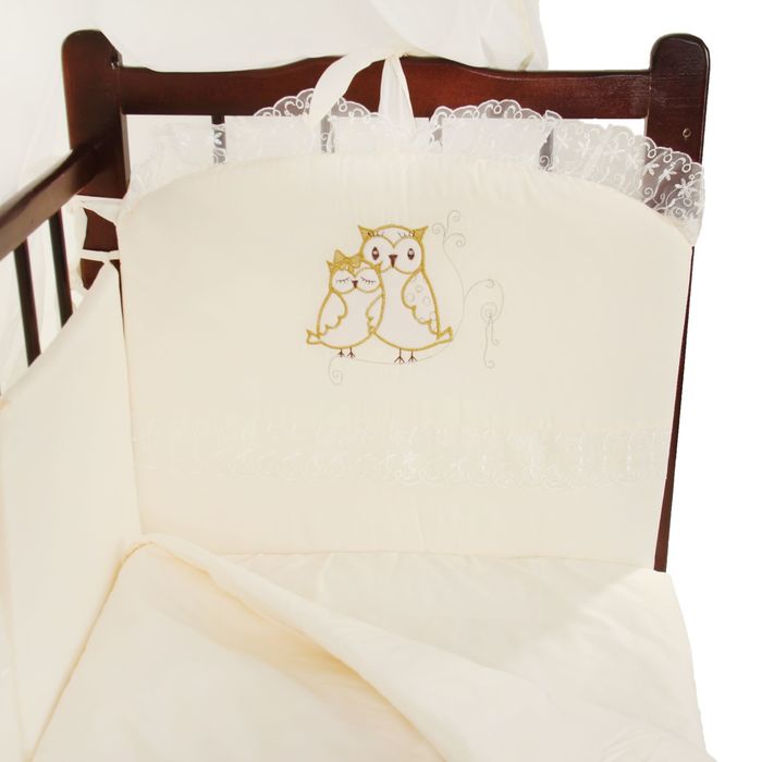 Комплект в кроватку "Совушки" (7 предметов), цвет бежевый 5593