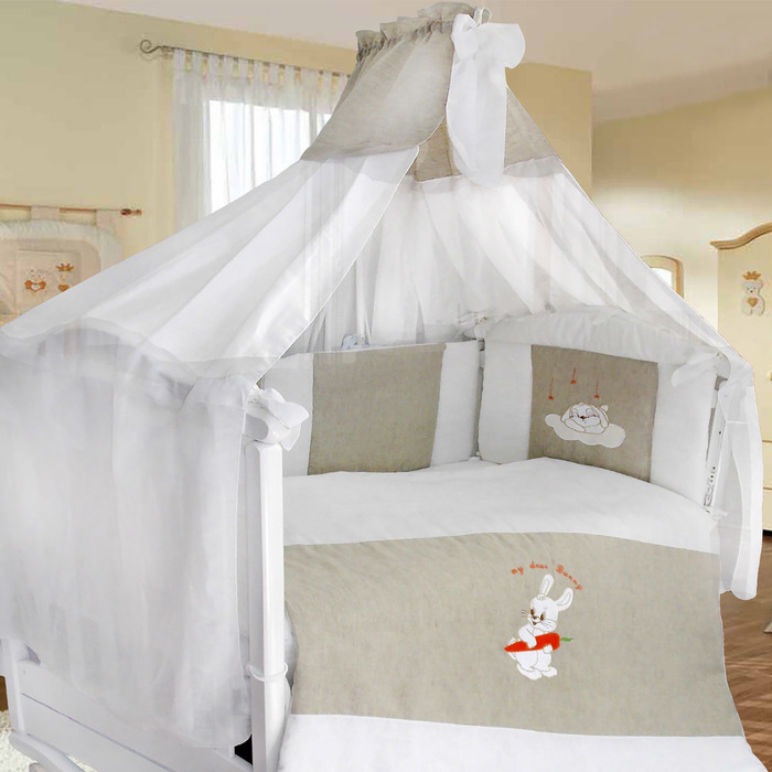 Детское постельное бельё "Мой милый зайка" (3 предмета), цвет серый 2265