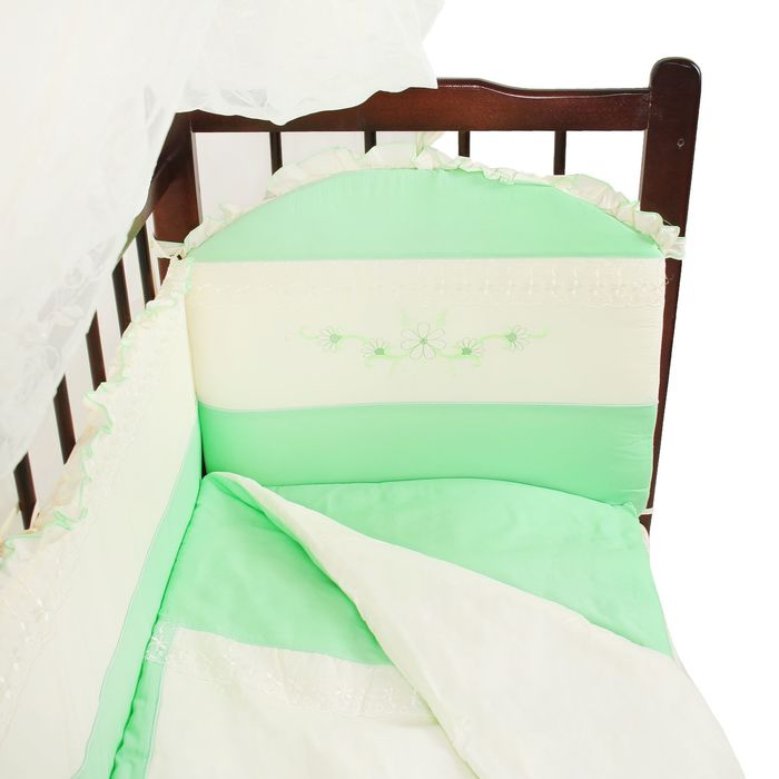 Комплект в кроватку "Абэль" (7 предметов), цвет зелёный 1124