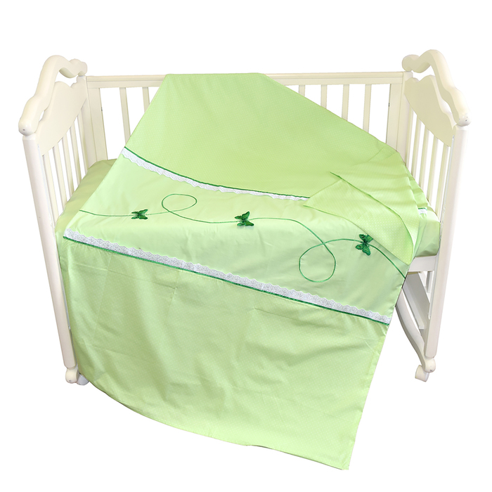 Детское постельное бельё "Бабочки" (3 предмета), цвет зелёный 2474