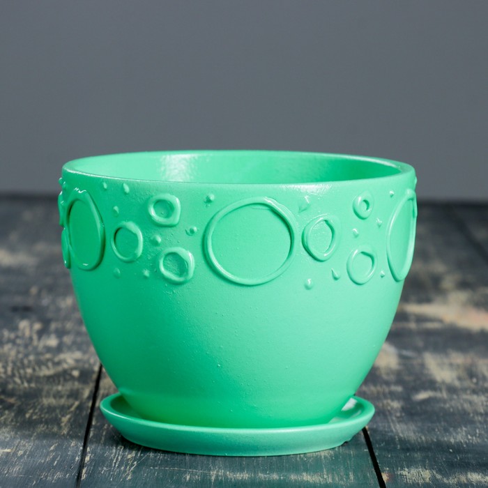 Горшок цветочный "Пузыри" № 3 Овал 1,1 л зелёный