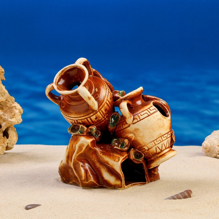 Аквадекор для аквариума "Кувшины на дне", микс