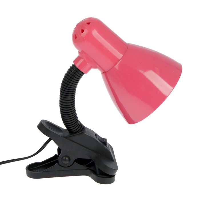 Лампа настольная Е27 220V с выкл. на зажиме "Розовая" металл, пластик 25х10х13 см