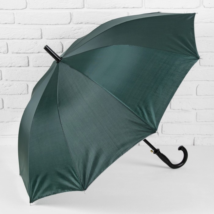 Зонт-трость "Однотонный", полуавтоматический, R=56см, цвет зелёный/серебристый