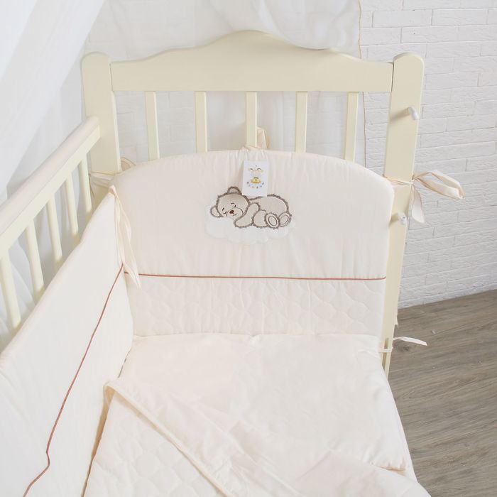 Комплект в кроватку "Мишутка на бревнышке" (6 предметов), цвет бежевый 1573