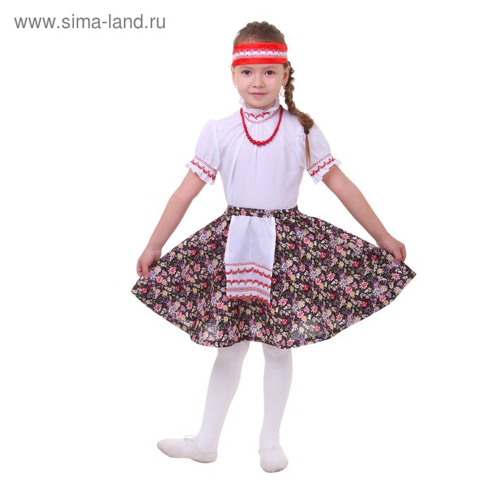 фото Русский народный костюм "настенька", блузка, юбка с фартуком, повязка, р-р 32, рост 122-128 см страна карнавалия