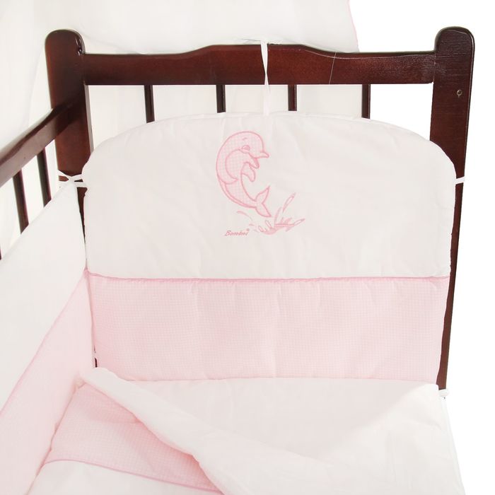 Комплект в кроватку "Дельфинчик" (7 предметов), цвет розовый 1436