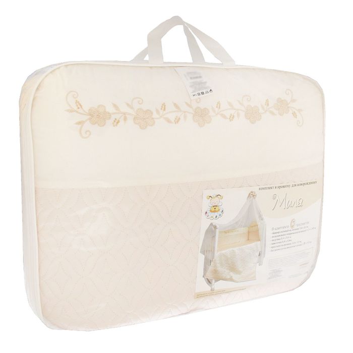 Комплект в кроватку "Мила" (6 предметов), цвет бежевый 1423/6