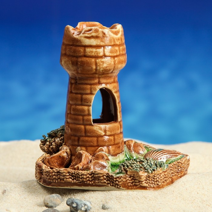 Аквадекор для аквариума "Башня на дне", микс