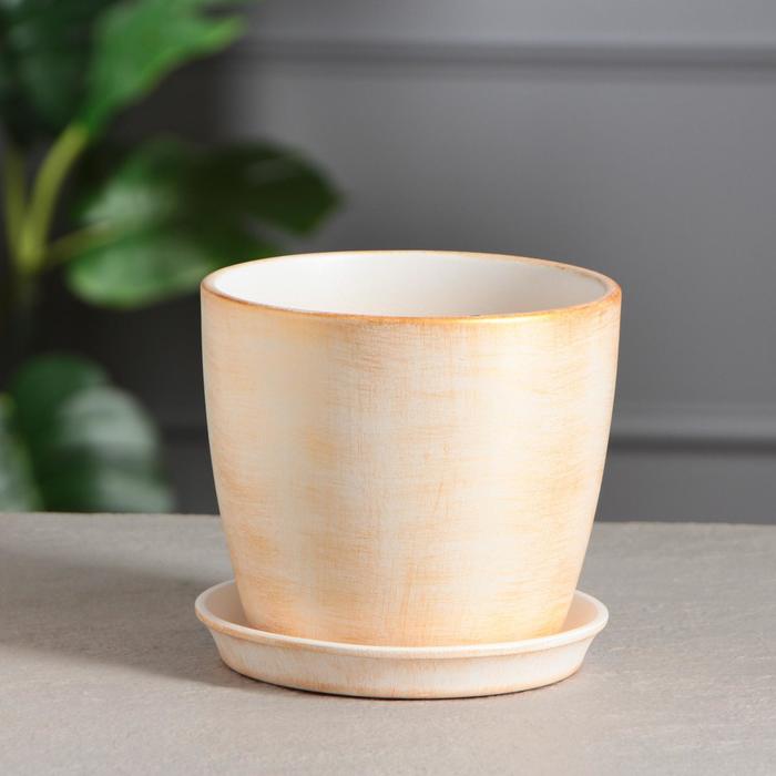 Кашпо "Осень" золото, патина, 2 л