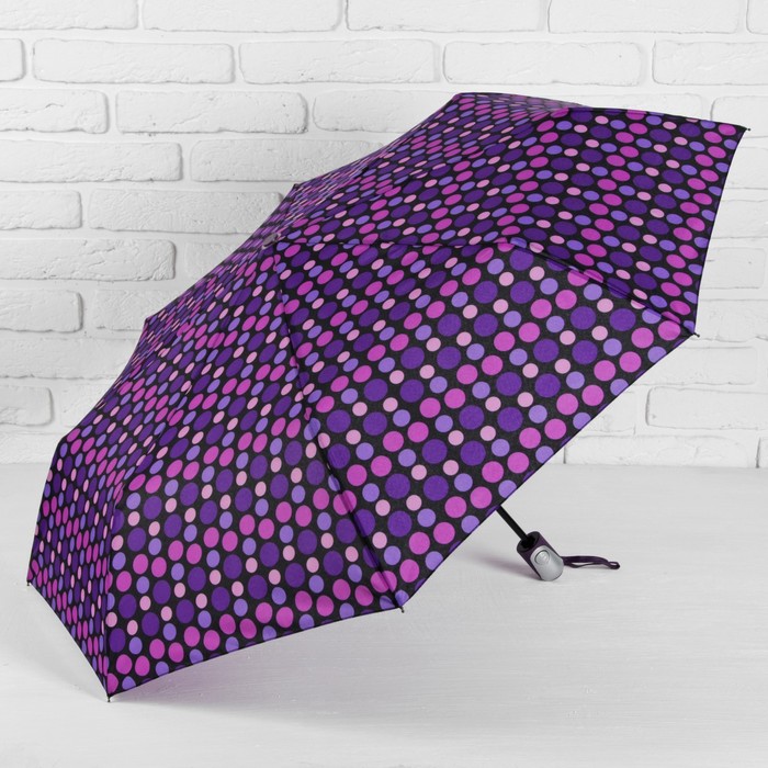 Зонт автоматический "Горох", R=49см, цвет фиолетовый