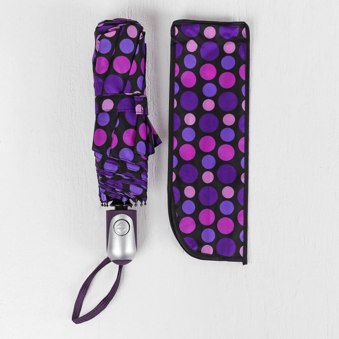 Зонт автоматический "Горох", R=49см, цвет фиолетовый