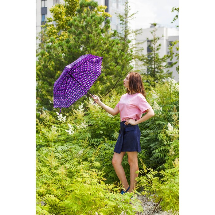 Зонт автоматический "Горох", R=49см, цвет фиолетовый