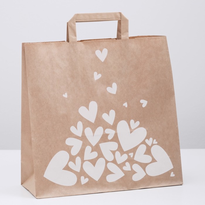 Пакет крафт "Валентинка" белая, 32 х 12 х 32 см