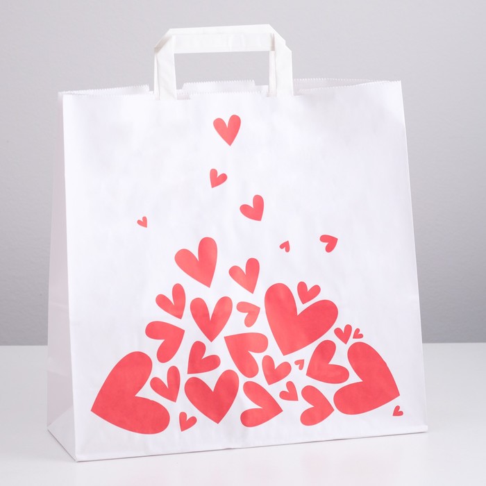 Пакет крафт "Валентинка" красная, 32 х 12 х 32 см