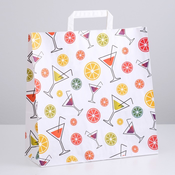 Пакет крафт "Коктейль", 32 х 12 х 32 см