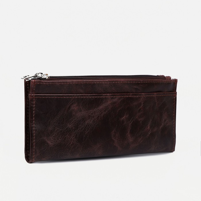Кошелёк женский на молнии, 6 отделов, отдел под карты, цвет коричневый