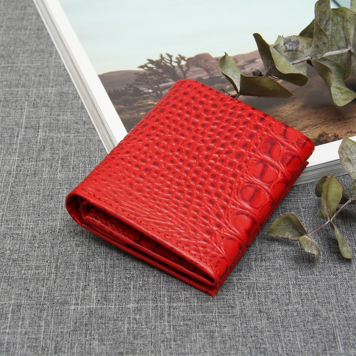 Кошелёк женский, 1 отдел, для карт, монет, цвет красный