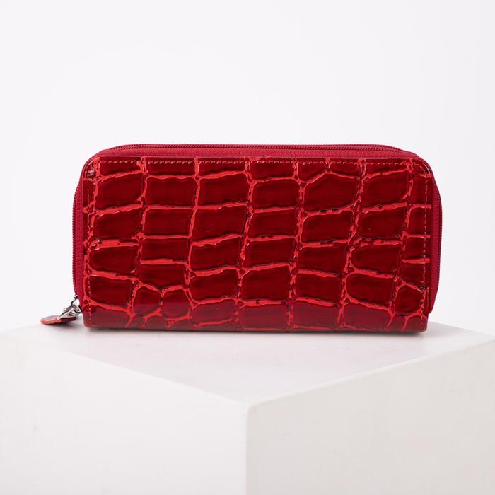 Кошелёк женский на молнии, цвет красный