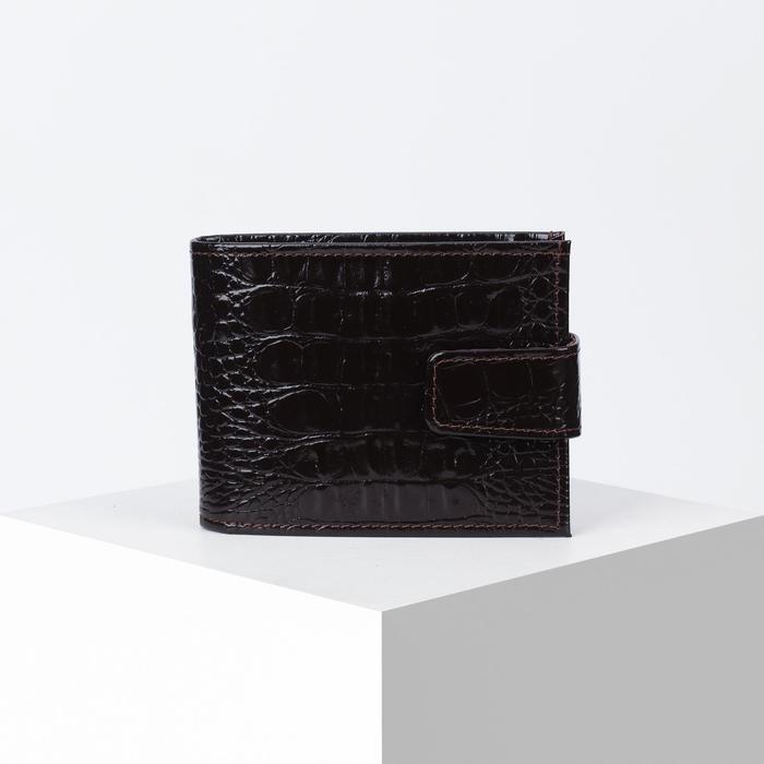 Портмоне мужское, для карт, для монет, кайман коричневый