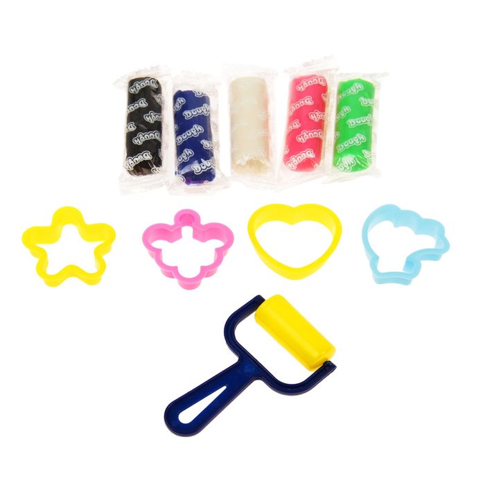 Тесто для лепки 5 цветов по 17 гр. + 5 предметов МИКС