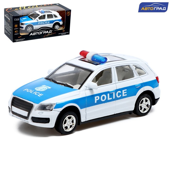 Машина металлическая «Полицейский джип», инерционная, свет и звук, масштаб 1:43 машина металлическая полицейский джип масштаб 1 43 инерция