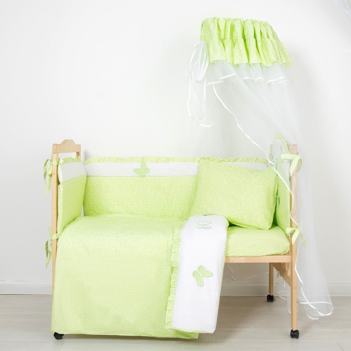 Комплект в кроватку &quot;Бабочки&quot; (7 предметов), цвет салатовый 7062Сал