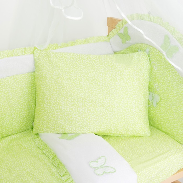 Комплект в кроватку "Бабочки" (7 предметов), цвет салатовый 7062Сал