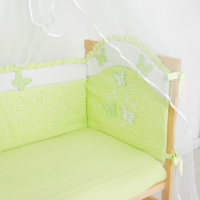Комплект в кроватку "Бабочки" (7 предметов), цвет салатовый 7062Сал