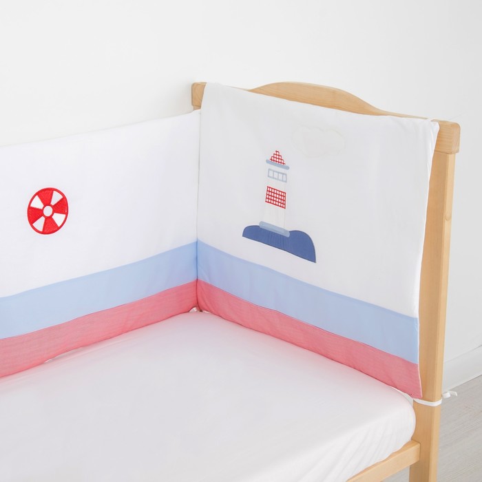 Комплект в кроватку "Кораблик" (6 предметов), цвет белый 7090