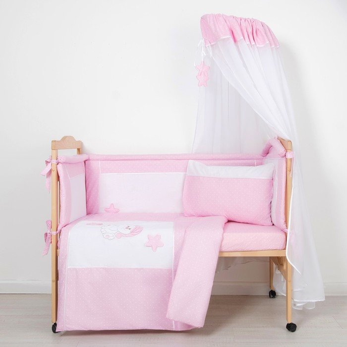 Комплект в кроватку "Котик" (7 предметов), цвет розовый 7060Роз