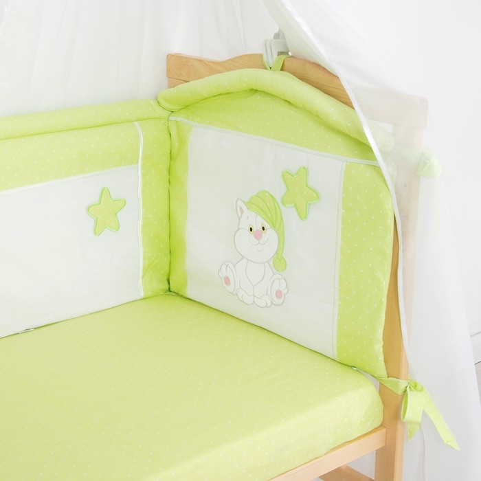 Комплект в кроватку "Котик" (7 предметов). цвет салатовый 7060Сал