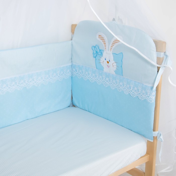Комплект в кроватку "Сладкий сон" (7 предметов), цвет голубой 7028Гол
