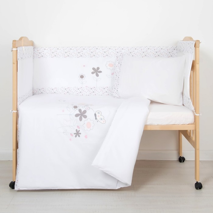 Комплект в кроватку "Цветочная полянка" (6 предметов), цвет бежевый 7094