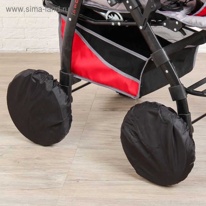 фото Чехлы на колёса детской коляски, набор 4 шт., цвет чёрный папитто