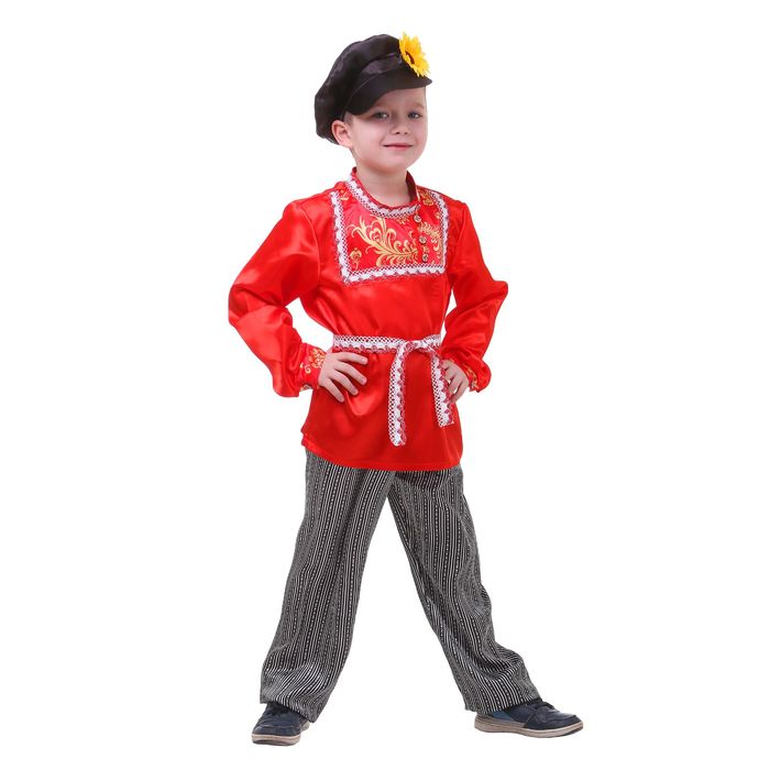 Русский народный костюм "Хохлома" для мальчика, р-р 64, рост 122 см