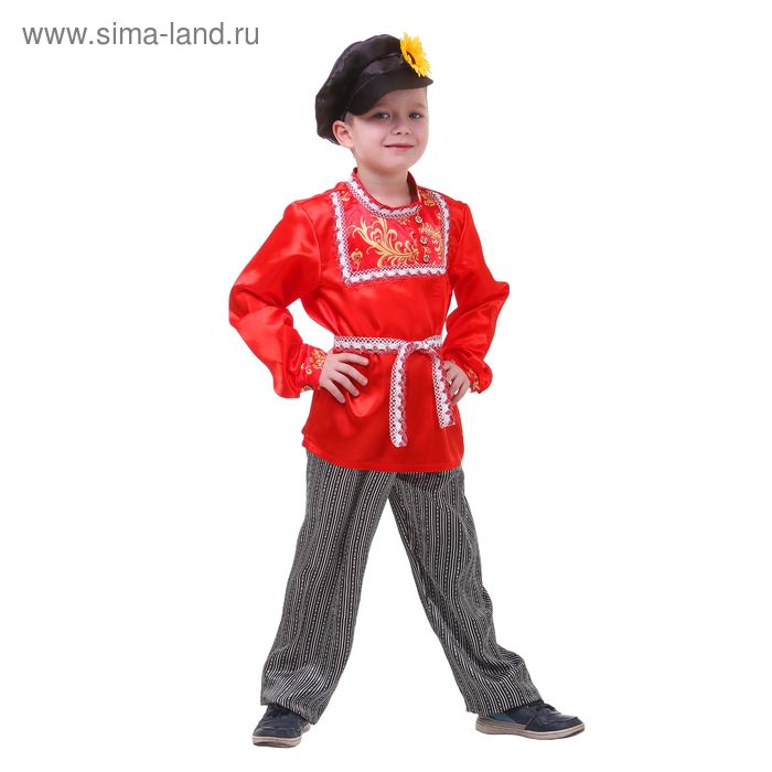 фото Русский народный костюм "хохлома" для мальчика, р-р 64, рост 122 см страна карнавалия