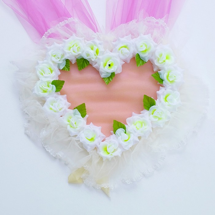 Набор для украшения автомобиля: 2 ленты на капот с бантами на зеркала, сердце на решётку радиатора, сиреневый