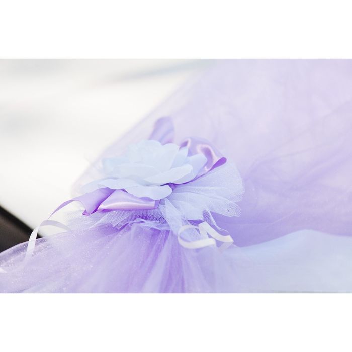 Набор для украшения автомобиля: 2 ленты на капот с бантами на зеркала, сердце на решётку радиатора, сиреневый