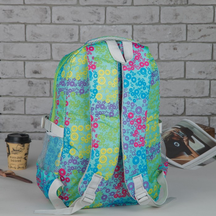 Рюкзак молодёжный на молнии, 1 отдел, 2 наружных кармана, 2 боковых кармана, цвет зелёный